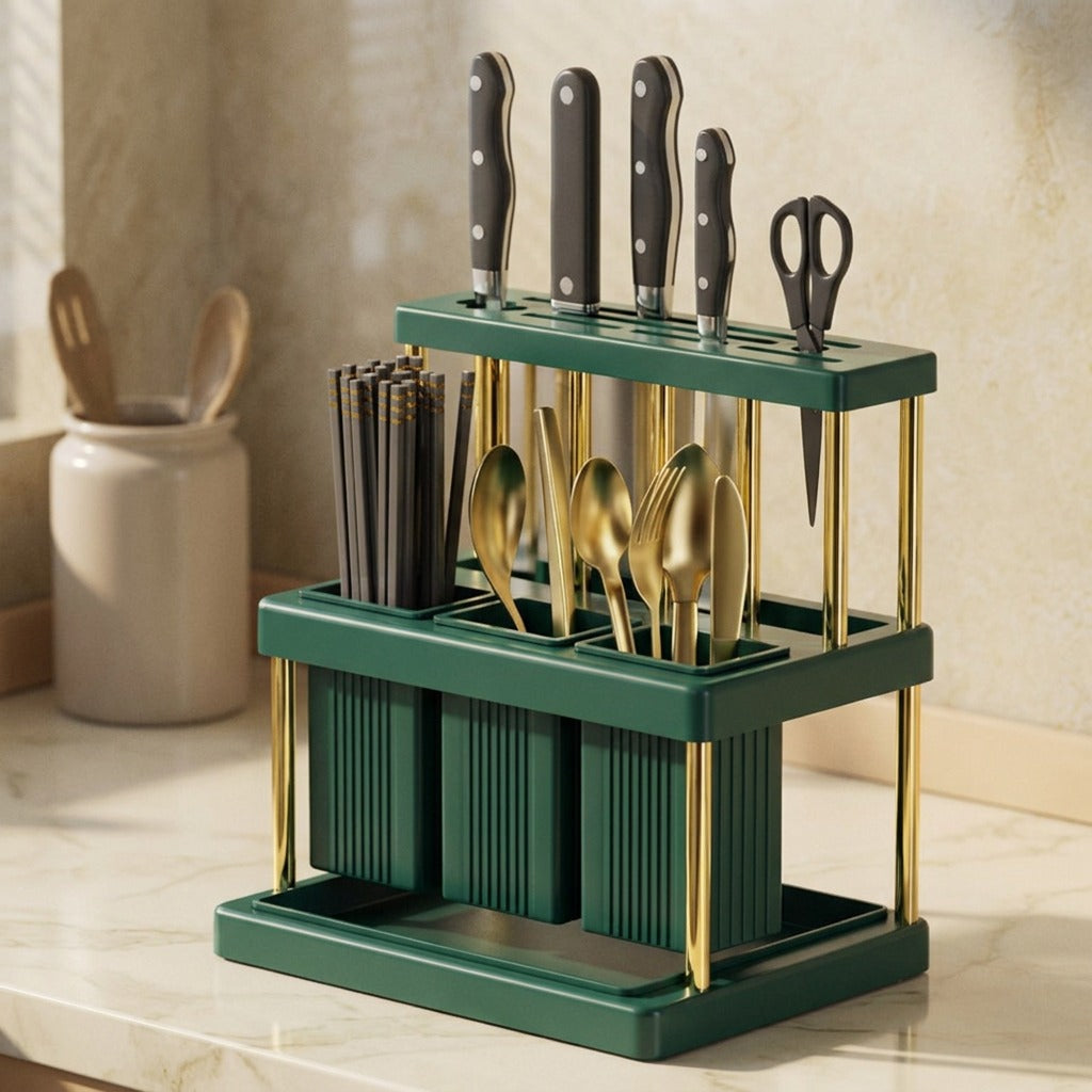 Slotnest™ Plastic Kitchen Knife Holder Rack, styled close view