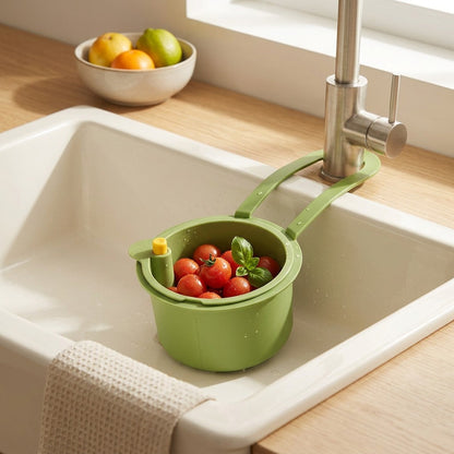Sinkhang™ Hanging PP Sink Drain Basket in a calm home setting