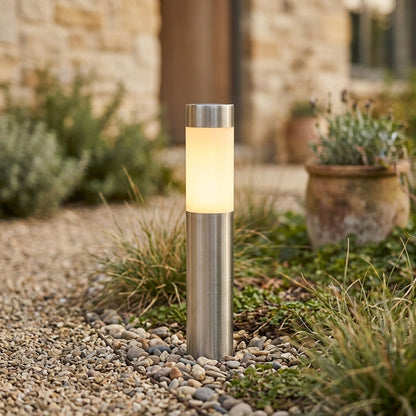 Steelray™ Solar Stainless Steel Garden Light, styled close view