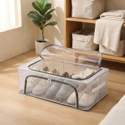 Pairfold™ PVC Foldable Shoe Storage Box in a calm home setting