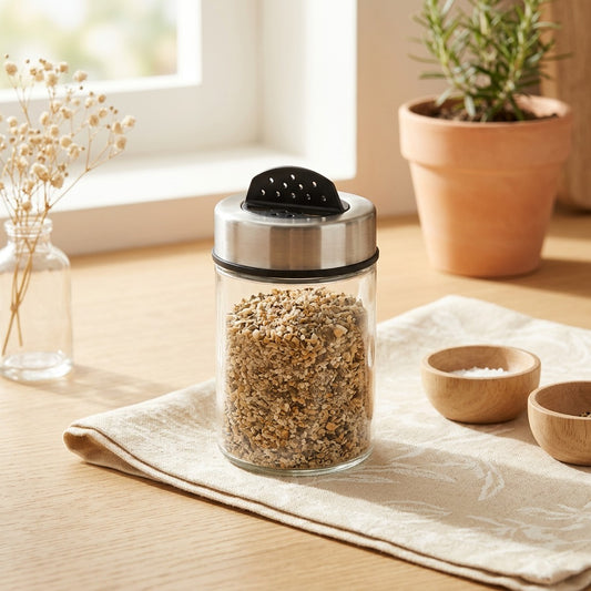 Seasonest™ Glass Seasoning Jar in a calm home setting
