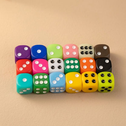 Dicegleam™ 16mm Acrylic Dice Set in Box, material and detail close-up