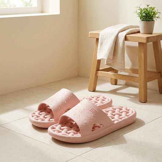 Airpatter™ Perforated PVC Indoor Slippers in a calm home setting