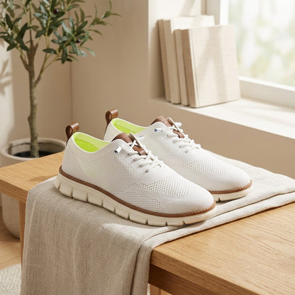 Flystride™ Fly-Knit Men's Running Shoes in a calm home setting