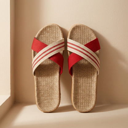 Linenloop™ Linen Cross-Strap Slippers