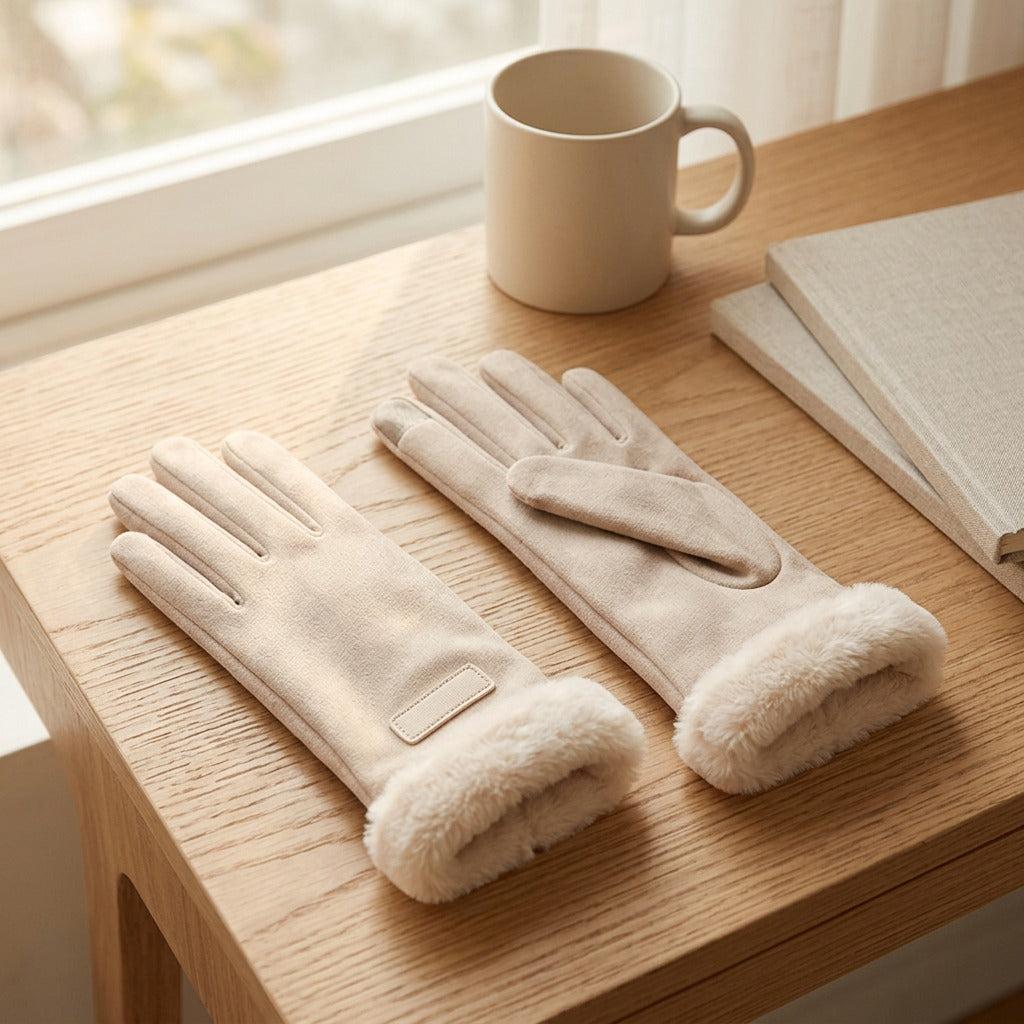 Velvettap™ Velvet Touch Screen Warm Gloves, styled close view