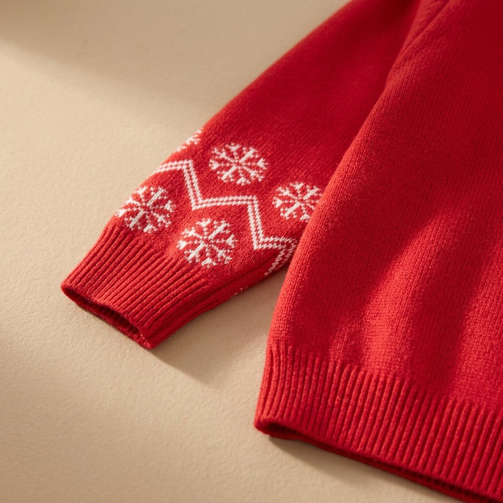 Snowcheer™ Kids' Christmas Reindeer Snowman Sweater, material and detail close-up