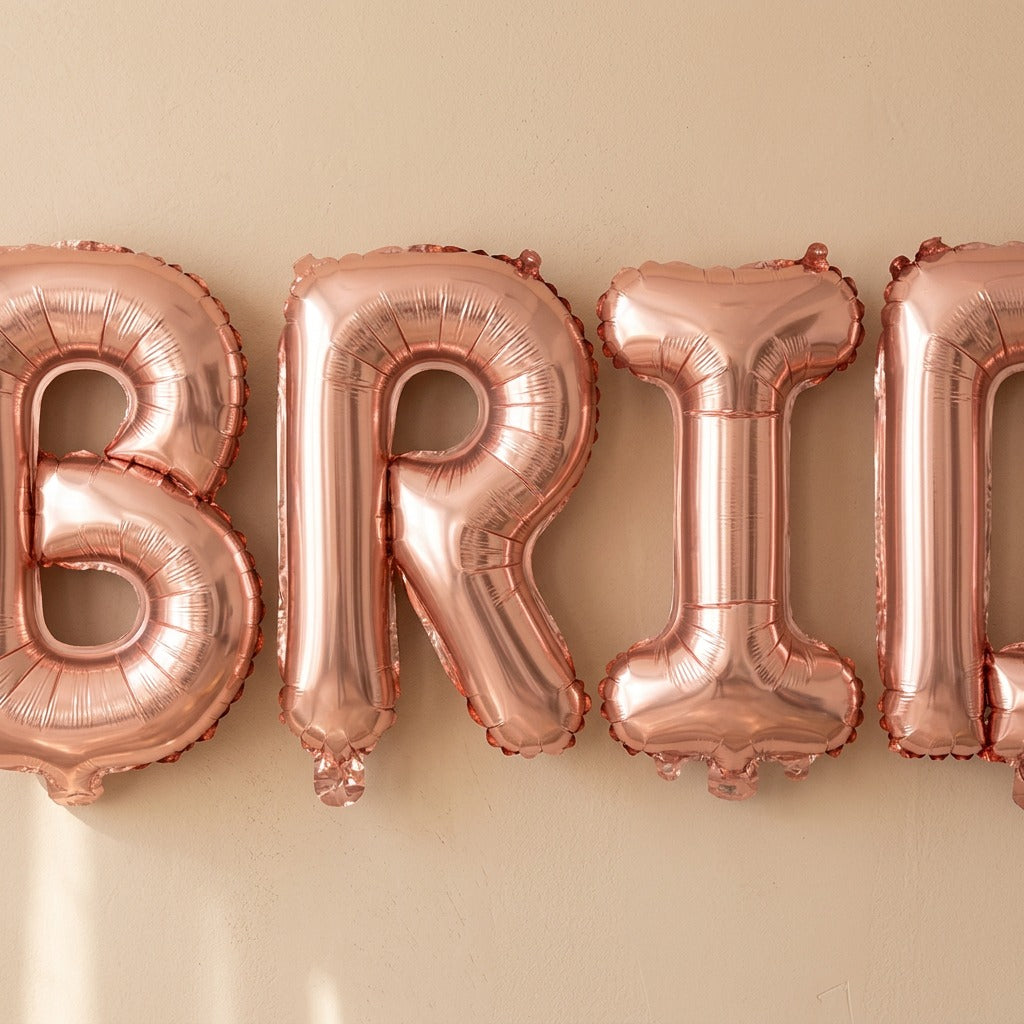 Vowpop™ BRIDE Letter Aluminum Film Balloon, material and detail close-up