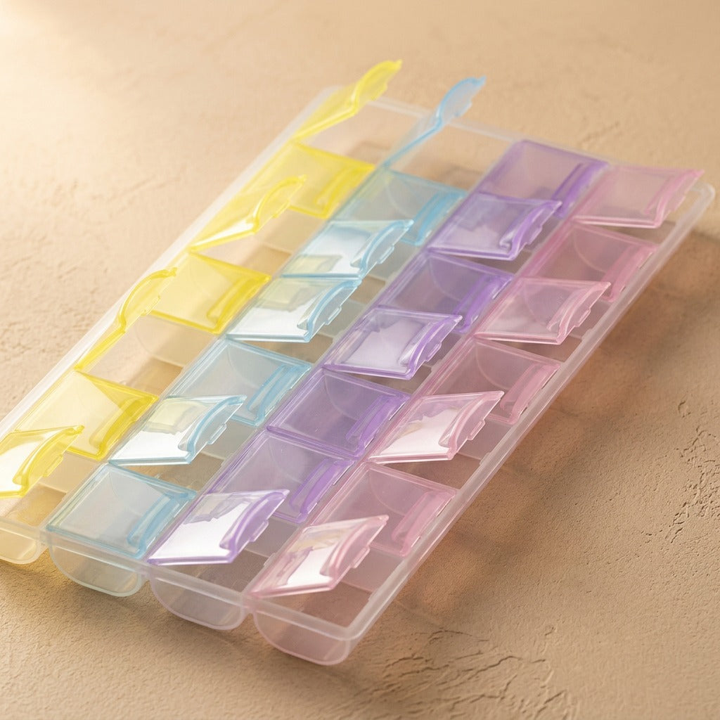 Pillnook™ 28-Grid Medicine Storage Box, material and detail close-up