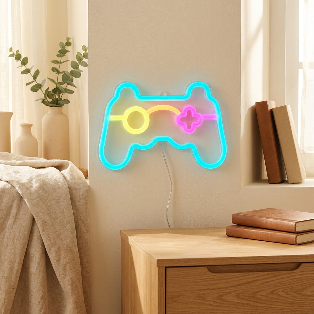 Planetlit™ LED Planet Neon Night Light in a calm home setting