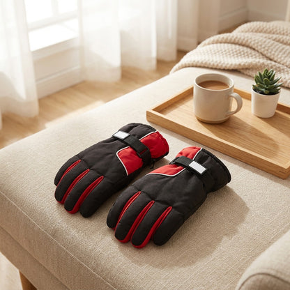 Frostfork™ Split Finger Winter Gloves in a calm home setting