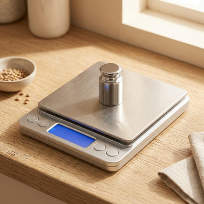 Gramwise™ Electronic Gram Kitchen Scale, styled close view