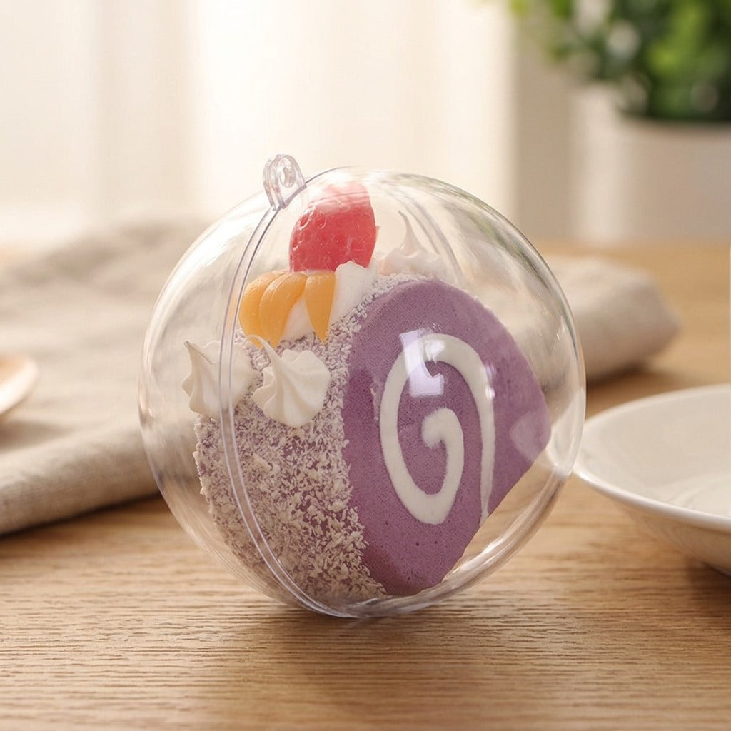 Clearglobe™ Transparent Plastic Christmas Ball, styled close view