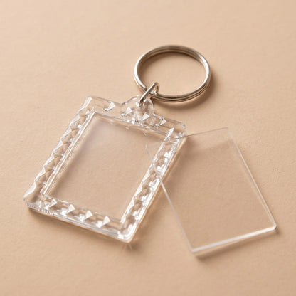 Pixkeep™ Acrylic Photo Frame Keychain, material and detail close-up