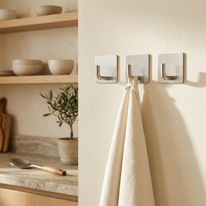 Walltack™ Stainless Steel Wall Hanging Hook in a calm home setting