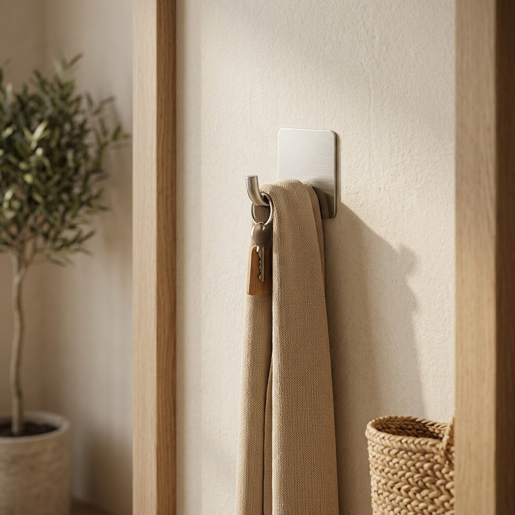 Walltack™ Stainless Steel Wall Hanging Hook, styled close view