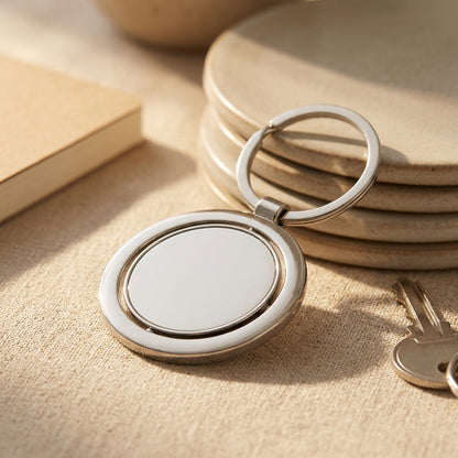 Twirlring™ Zinc Alloy Rotating Keychain, styled close view