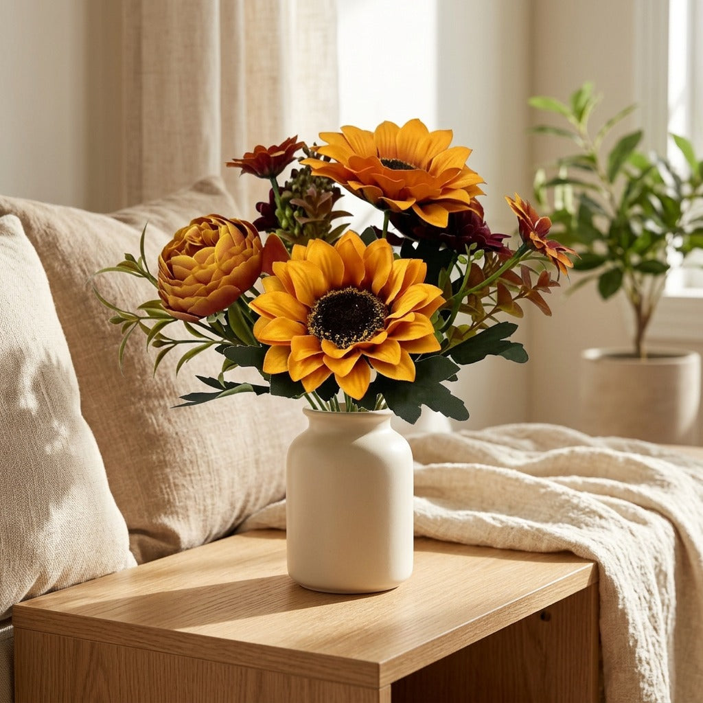 Sunnybloom™ Silk Sunflower Bouquet in a calm home setting