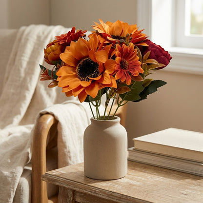 Sunnybloom™ Silk Sunflower Bouquet, styled close view