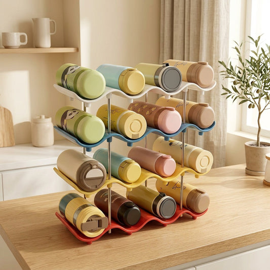 Cuptiers™ Multi-Layer Cup Storage Rack in a calm home setting