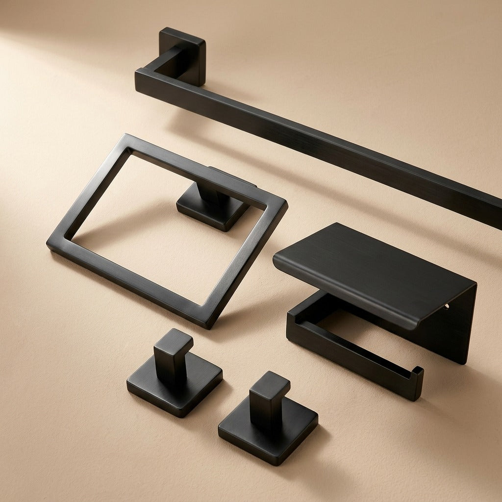 Towelbar™ Stainless Steel Bathroom Towel Rack Set, material and detail close-up
