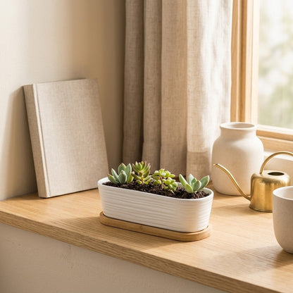 Petalbowl™ Porcelain Flower Pot Vase in a calm home setting