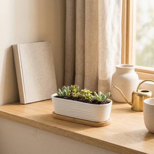 Petalbowl™ Porcelain Flower Pot Vase in a calm home setting