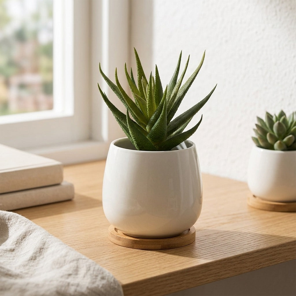 Petalbowl™ Porcelain Flower Pot Vase, styled close view