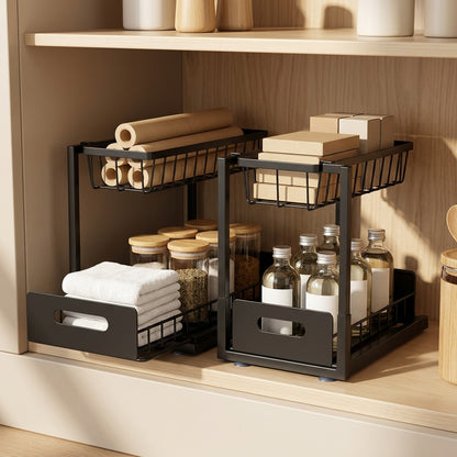 Spicetuck™ Carbon Steel Under-Sink Spice Rack, styled close view
