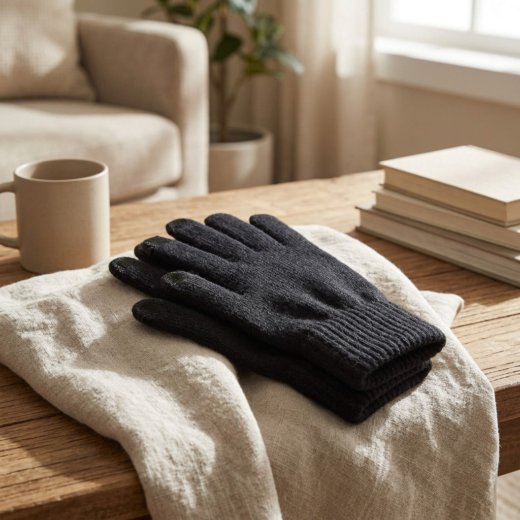 Touchknit™ Touch Screen Knitted Warm Gloves, styled close view