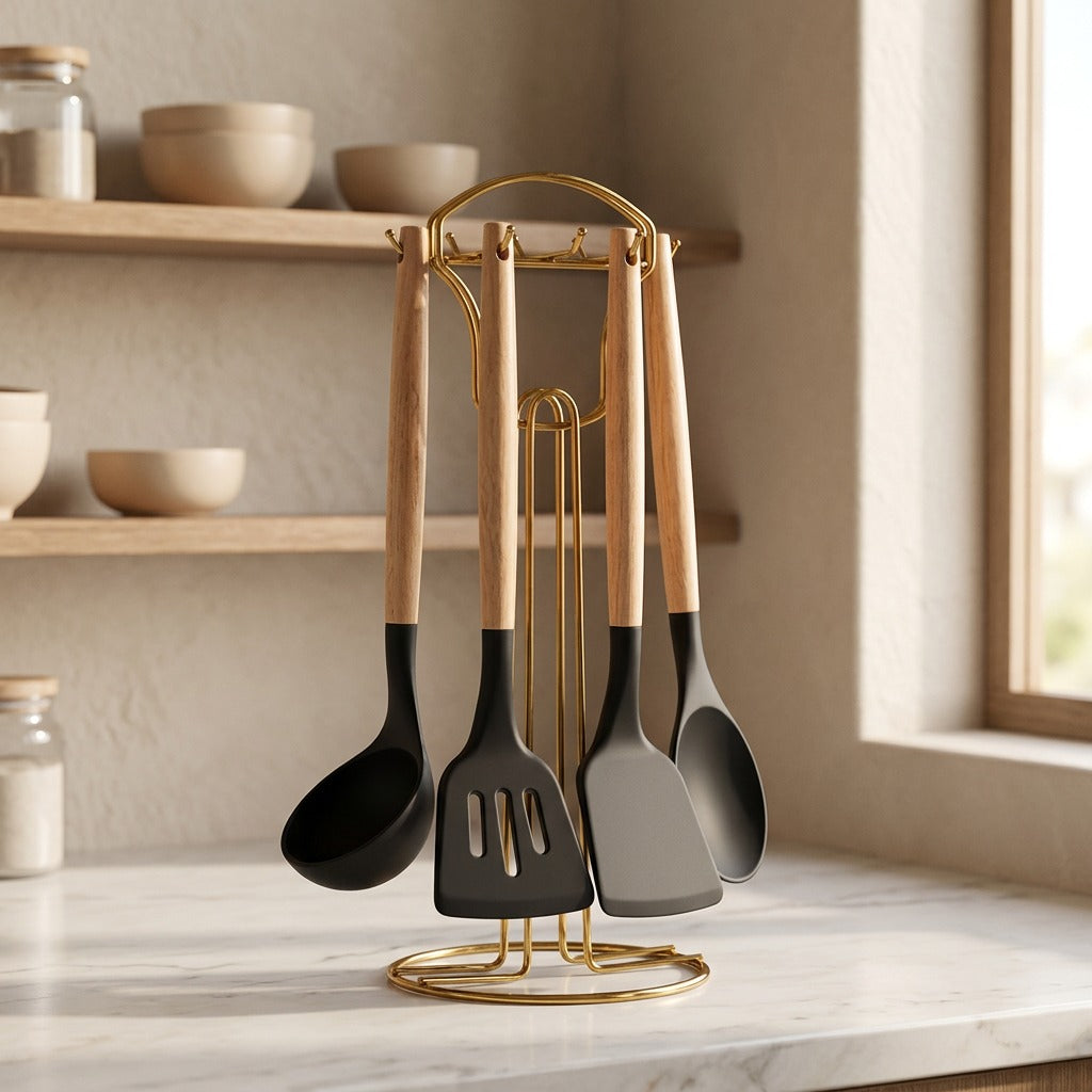 Flexspoon™ Silicone Kitchen Utensil Set, styled close view