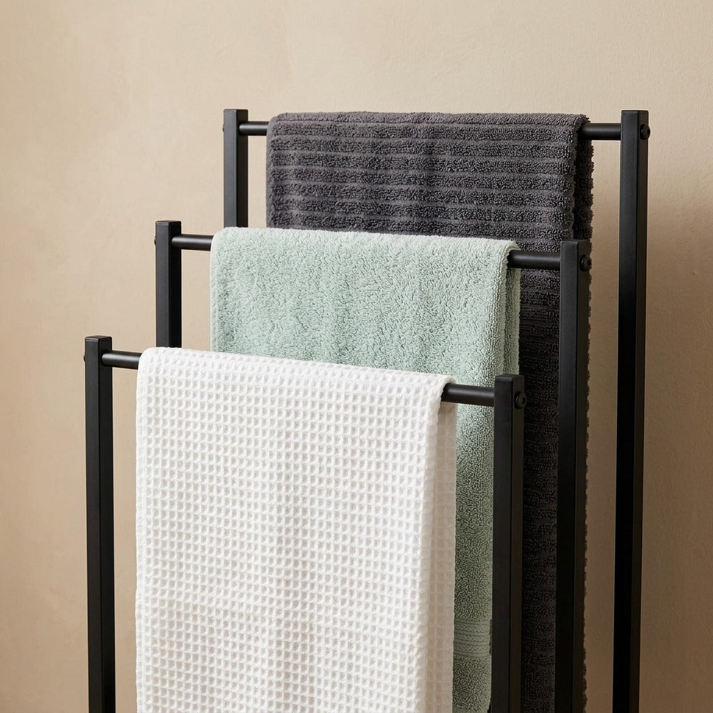 Bathstack™ 3-Tier Iron Bathtub Towel Rack, material and detail close-up