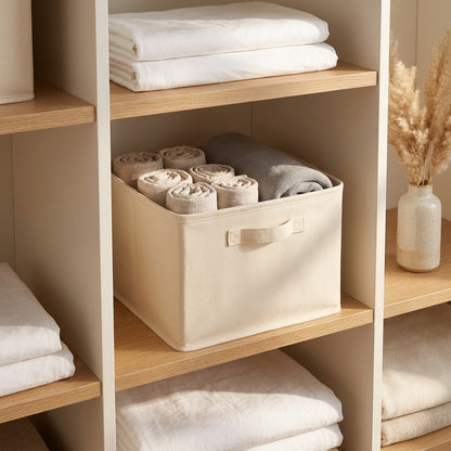 Canvaskeep™ Foldable Canvas Storage Box in a calm home setting