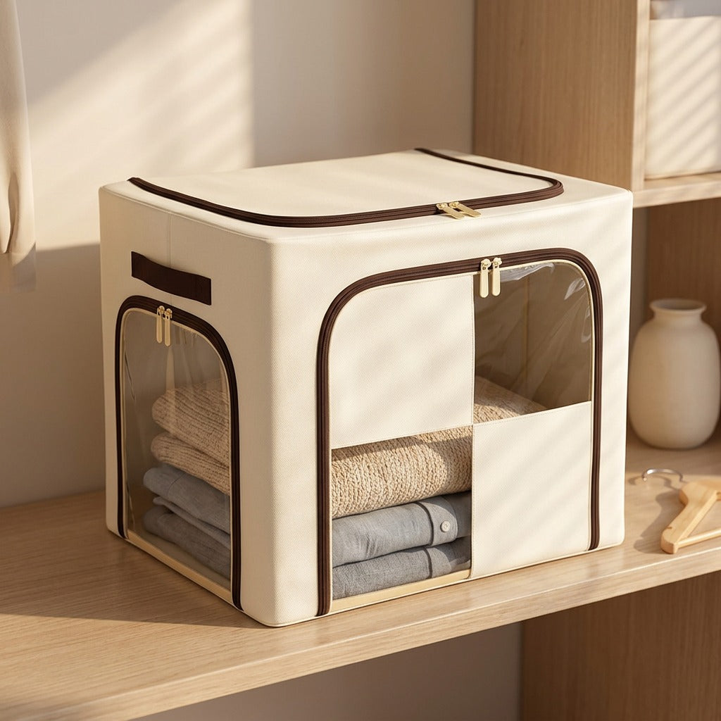 Canvaskeep™ Foldable Canvas Storage Box, styled close view