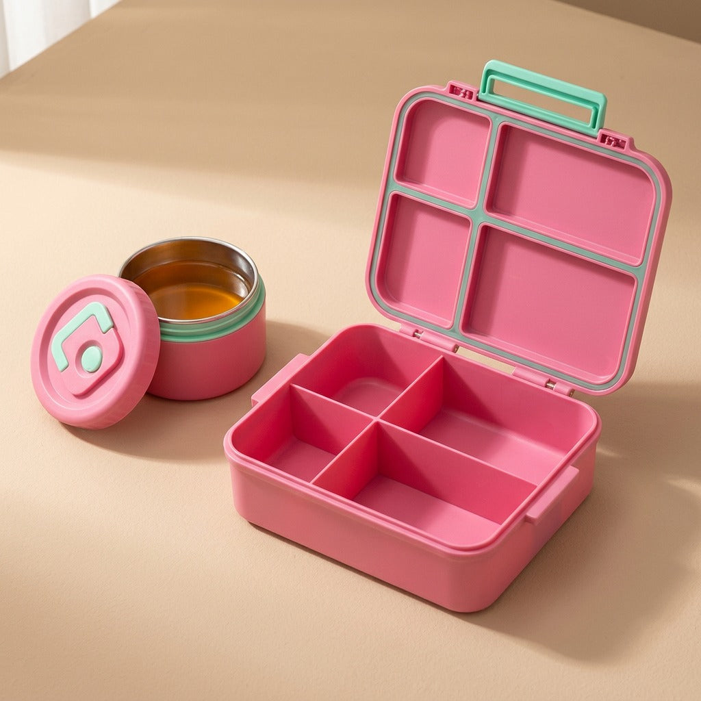 Soupkeep™ Square Plastic Lunch Box With Soup Cup, material and detail close-up