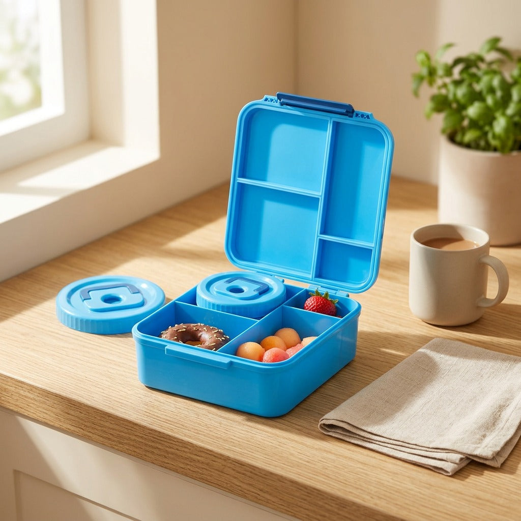 Soupkeep™ Square Plastic Lunch Box With Soup Cup in a calm home setting