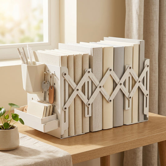 Shelfreach™ Telescopic Desktop Bookshelf Rack in a calm home setting