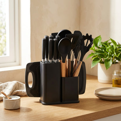 Cooksilk™ Silicone Kitchen Utensil Set in a calm home setting