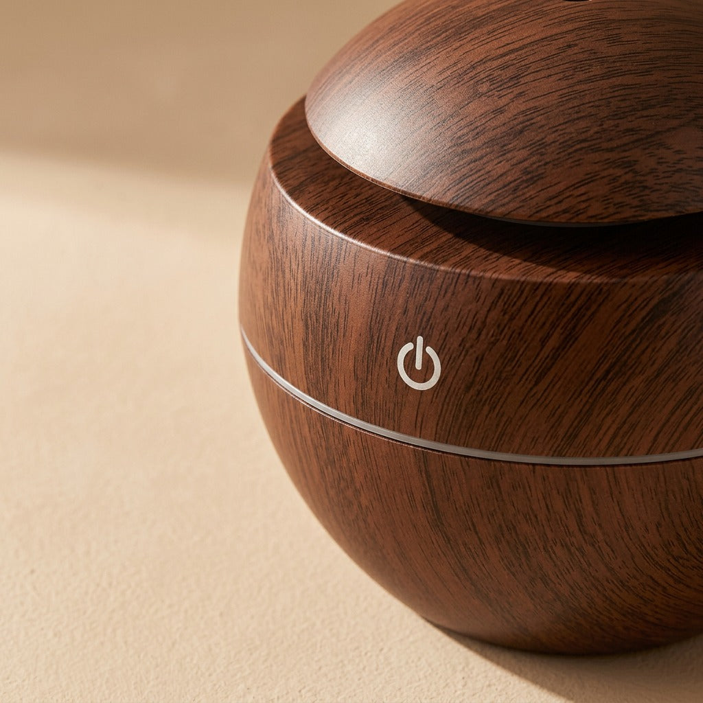 Grainmist™ Wood Grain USB Humidifier, material and detail close-up