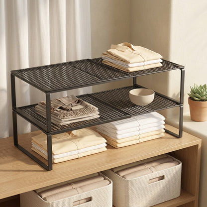 Extendrack™ Extendable Iron Storage Rack in a calm home setting