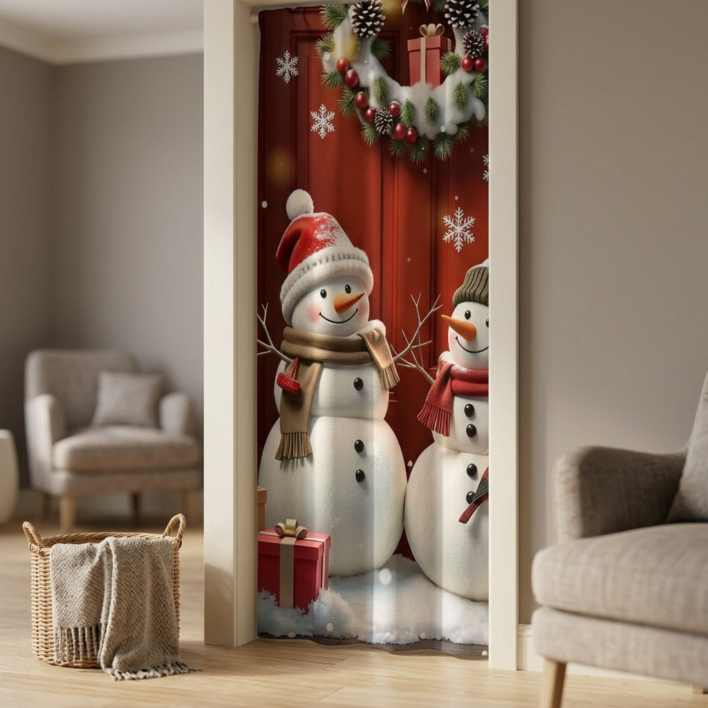 Doorcheer™ Christmas Santa Claus Door Curtain, styled close view
