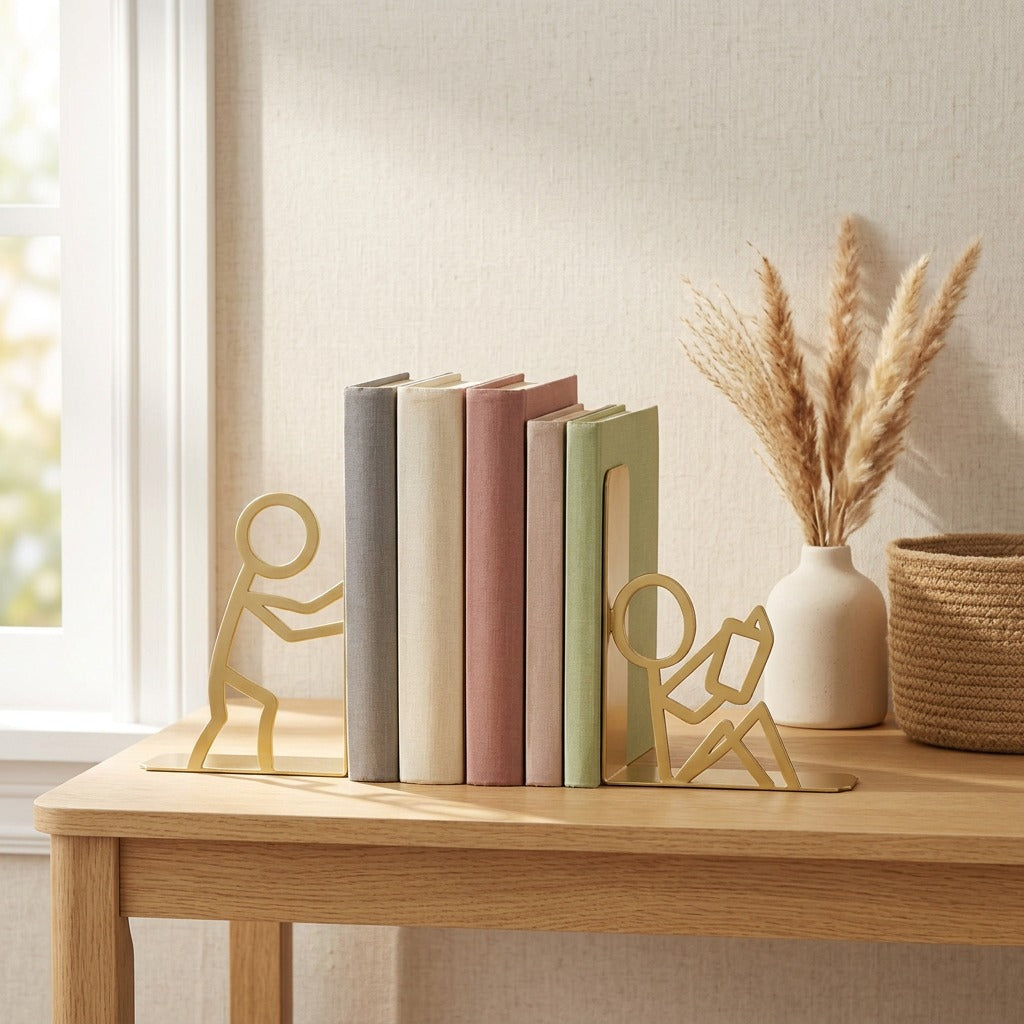 Lineprop™ Iron Abstract Line Book Stand in a calm home setting