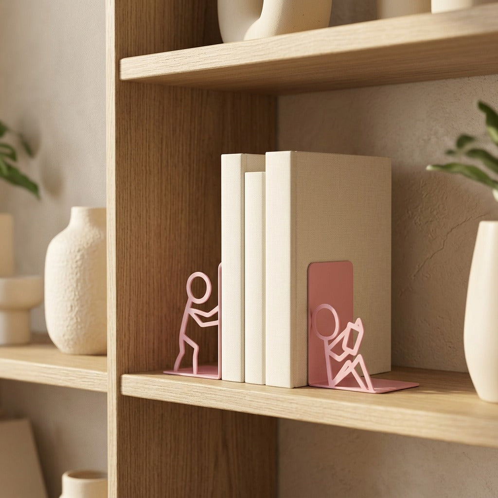 Lineprop™ Iron Abstract Line Book Stand, styled close view