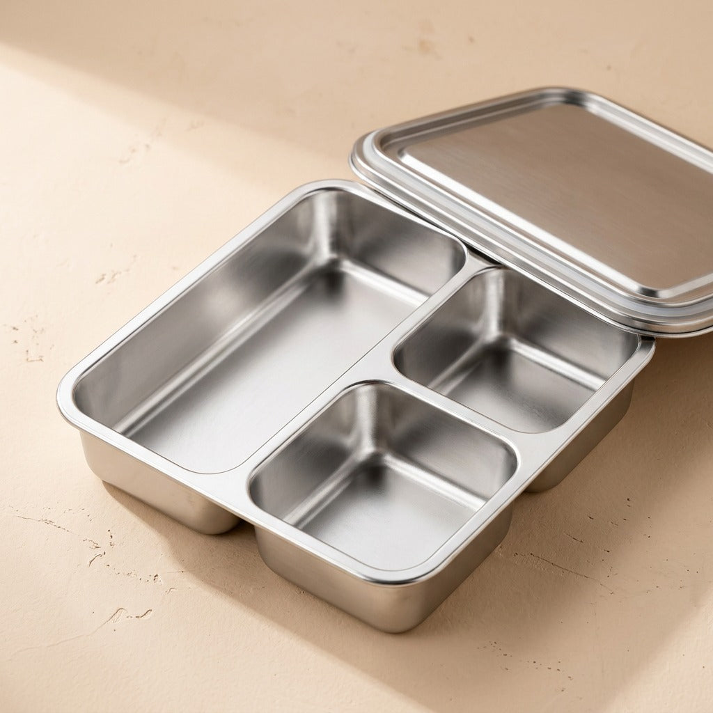 Mealnook™ Stainless Steel Compartment Lunch Box, material and detail close-up