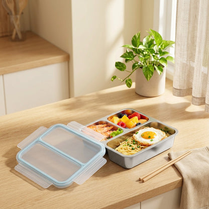 Mealnook™ Stainless Steel Compartment Lunch Box in a calm home setting