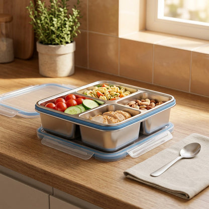Mealnook™ Stainless Steel Compartment Lunch Box, styled close view