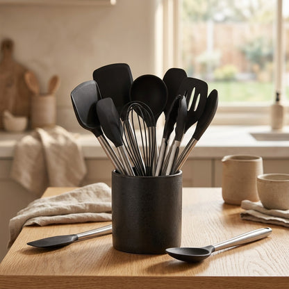 Silicraft™ 15-Piece Silicone Kitchen Utensil Set, styled close view
