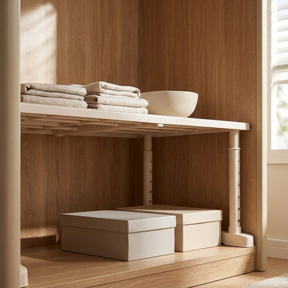 Shelfspan™ Extendable Cabinet Storage Rack, styled close view