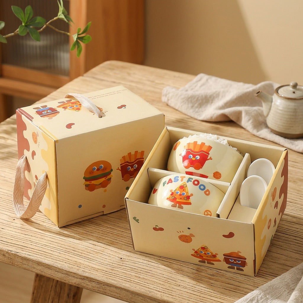 Riceglaze™ Ceramic Rice Bowl Gift Set, styled close view