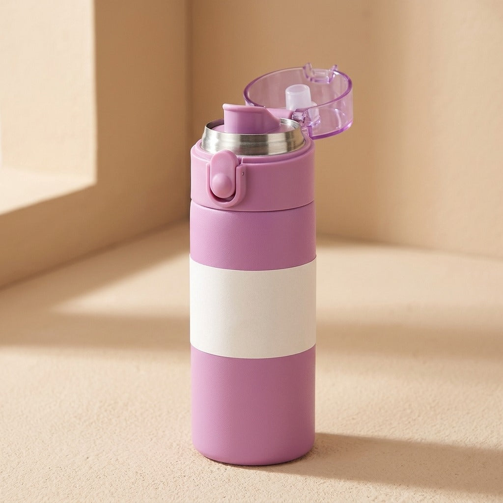 Pocketwarm™ 304 Stainless Steel Pocket Thermos Cup, material and detail close-up